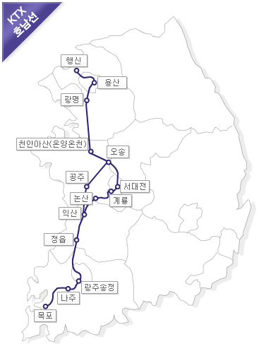 KTX 중앙선 노선도, 시간표 30 KTX 호남선 노선도