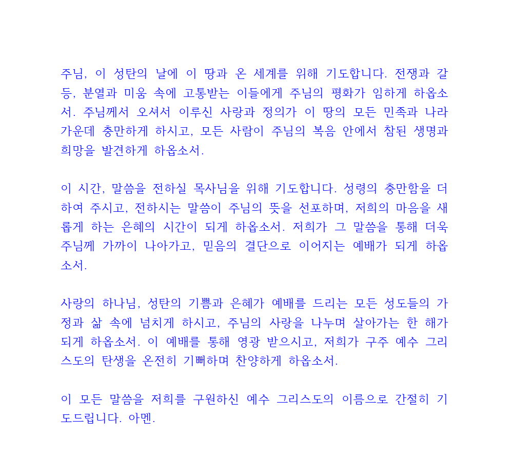 성탄축하예배 대표기도 4 성탄축하예배 대표기도